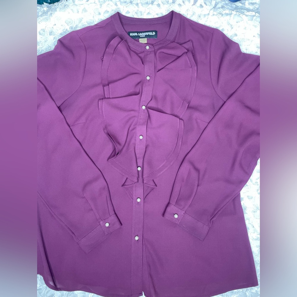 Karl Lagerfeld purple ruffled shirt
